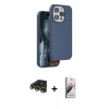 MARSİLYAN™- iPhone 14 Pro Kılıf Kıvılcım Çizgi Serisi - Siyah Bilvis 3D Mat Cam Ekran Koruyucu + Raze Metal Kamera Lens - GD