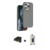 MARSİLYAN™- iPhone 14 Pro Kılıf Kıvılcım Çizgi Serisi - Siyah Bilvis Hayalet Cam Ekran Koruyucu + Raze Metal Kamera Lens - GD