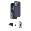 MARSİLYAN™- iPhone 14 Pro Kılıf Kıvılcım Çizgi Serisi - Siyah Bilvis Hayalet Cam Ekran Koruyucu + Raze Metal Kamera Lens - GD