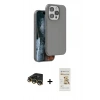 MARSİLYAN™- iPhone 14 Pro Kılıf Kıvılcım Çizgi Serisi - Siyah Mat Seramik Nano Ekran Koruyucu + Raze Metal Kamera Lens - GD