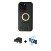 MARSİLYAN™- iPhone 14 Pro Kılıf Kıvılcım Form Özel Seri - Siyah 3D Antistatik Cam Ekran Koruyucu + Raze Metal Kamera Lens - GD