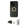 MARSİLYAN™- iPhone 14 Pro Kılıf Kıvılcım Form Özel Seri - Siyah Polymer Nano Ekran Koruyucu + Raze Metal Kamera Lens - GD
