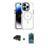MARSİLYAN™- iPhone 14 Pro Kılıf Kozmos Doku Koleksiyonu - Siyah 18D Cam Ekran Koruyucu + Raze Metal Kamera Lens - GD