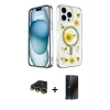 MARSİLYAN™- iPhone 14 Pro Kılıf Kozmos Doku - Siyah 3D Antistatik Hayalet Cam Ekran Koruyucu + Raze Metal Kamera Lens - GD