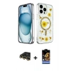 MARSİLYAN™- iPhone 14 Pro Kılıf Kozmos Doku - Siyah Buffer Hayalet Cam Ekran Koruyucu + Raze Metal Kamera Lens - GD