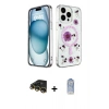 MARSİLYAN™- iPhone 14 Pro Kılıf Kozmos Doku - Siyah Joko Magic 5D Cam + Gold Raze Metal Kamera Lens
