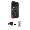 MARSİLYAN™- iPhone 14 Pro Kılıf Kozmos Doku - Siyah Polymer Nano Ekran Koruyucu + Raze Metal Kamera Lens - GD