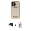 MARSİLYAN™- iPhone 14 Pro Kılıf Kozmos Minimal Prime - Siyah Bilvis 3D Mat Cam Ekran Koruyucu + Raze Metal Kamera Lens - GD