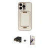 MARSİLYAN™- iPhone 14 Pro Kılıf Kozmos Minimal Prime - Siyah Bilvis 3D Mat Cam Ekran Koruyucu + Raze Metal Kamera Lens - GD