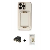 MARSİLYAN™- iPhone 14 Pro Kılıf Kozmos Minimal Prime - Siyah Mat Seramik Nano Ekran Koruyucu + Raze Metal Kamera Lens - GD