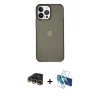 MARSİLYAN™- iPhone 14 Pro Kılıf Kutup Doku Koleksiyonu - Siyah 3D Antistatik Cam Ekran Koruyucu + Raze Metal Kamera Lens - GD