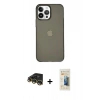 MARSİLYAN™- iPhone 14 Pro Kılıf Kutup Doku Koleksiyonu - Siyah 6D Mat Seramik Hayalet Nano Ekran Koruyucu + Raze Metal Kamera Lens - GD