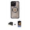 MARSİLYAN™- iPhone 14 Pro Kılıf Kutup Modern - Siyah Buffer Hayalet Cam Ekran Koruyucu + Raze Metal Kamera Lens - GD