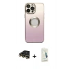 MARSİLYAN™- iPhone 14 Pro Kılıf Kutup Yansıma Özel Seri - Şeffaf Pasifik Cam Ekran Koruyucu + Raze Metal Kamera Lens - GD