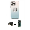 MARSİLYAN™- iPhone 14 Pro Kılıf Kutup Yansıma Özel Seri - Siyah 360 Mat Full Body Arka Koruyucu + Raze Metal Kamera Lens - GD