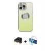 MARSİLYAN™- iPhone 14 Pro Kılıf Kutup Yansıma Özel Seri - Siyah 3D Antistatik Cam Ekran Koruyucu + Raze Metal Kamera Lens - GD