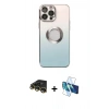 MARSİLYAN™- iPhone 14 Pro Kılıf Kutup Yansıma Özel Seri - Siyah 3D Antistatik Cam Ekran Koruyucu + Raze Metal Kamera Lens - GD