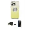 MARSİLYAN™- iPhone 14 Pro Kılıf Kutup Yansıma Özel Seri - Siyah 3D Antistatik Hayalet Cam Ekran Koruyucu + Raze Metal Kamera Lens - GD