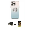 MARSİLYAN™- iPhone 14 Pro Kılıf Kutup Yansıma Özel Seri - Siyah Buffer Cam Ekran Koruyucu + Raze Metal Kamera Lens - GD