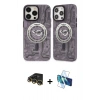 MARSİLYAN™- iPhone 14 Pro Kılıf Nova Doku Koleksiyonu - Siyah 3D Antistatik Cam Ekran Koruyucu + Raze Metal Kamera Lens - GD