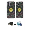 MARSİLYAN™- iPhone 14 Pro Kılıf Nova Doku Koleksiyonu - Siyah 3D Antistatik Cam Ekran Koruyucu + Raze Metal Kamera Lens - GD