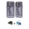 MARSİLYAN™- iPhone 14 Pro Kılıf Nova Doku Koleksiyonu - Siyah 3D Antistatik Cam Ekran Koruyucu + Raze Metal Kamera Lens - GD