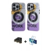 MARSİLYAN™- iPhone 14 Pro Kılıf Nova Doku Koleksiyonu - Siyah 3D Antistatik Cam Ekran Koruyucu + Raze Metal Kamera Lens - GD
