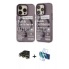 MARSİLYAN™- iPhone 14 Pro Kılıf Nova Doku Koleksiyonu - Siyah 3D Antistatik Cam Ekran Koruyucu + Raze Metal Kamera Lens - GD