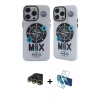 MARSİLYAN™- iPhone 14 Pro Kılıf Nova Doku Koleksiyonu - Siyah 3D Antistatik Cam Ekran Koruyucu + Raze Metal Kamera Lens - GD