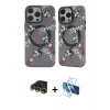 MARSİLYAN™- iPhone 14 Pro Kılıf Nova Doku Koleksiyonu - Siyah 3D Antistatik Cam Ekran Koruyucu + Raze Metal Kamera Lens - GD