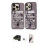 MARSİLYAN™- iPhone 14 Pro Kılıf Nova Doku Koleksiyonu - Siyah Bilvis 3D Mat Cam Ekran Koruyucu + Raze Metal Kamera Lens - GD