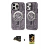MARSİLYAN™- iPhone 14 Pro Kılıf Nova Doku Koleksiyonu - Siyah Buffer Cam Ekran Koruyucu + Raze Metal Kamera Lens - GD