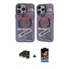 MARSİLYAN™- iPhone 14 Pro Kılıf Nova Doku Koleksiyonu - Siyah Buffer Hayalet Cam Ekran Koruyucu + Raze Metal Kamera Lens - GD