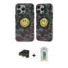 MARSİLYAN™- iPhone 14 Pro Kılıf Nova Doku Koleksiyonu - Siyah Polymer Nano Ekran Koruyucu + Gold Raze Metal Kamera Lens
