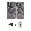 MARSİLYAN™- iPhone 14 Pro Kılıf Nova Doku Koleksiyonu - Siyah Polymer Nano Ekran Koruyucu + Gold Raze Metal Kamera Lens
