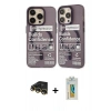 MARSİLYAN™- iPhone 14 Pro Kılıf Nova Doku Koleksiyonu - Siyah Polymer Nano Ekran Koruyucu + Gold Raze Metal Kamera Lens