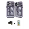 MARSİLYAN™- iPhone 14 Pro Kılıf Nova Doku Koleksiyonu - Siyah Polymer Nano Ekran Koruyucu + Gold Raze Metal Kamera Lens