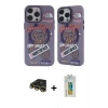 MARSİLYAN™- iPhone 14 Pro Kılıf Nova Doku Koleksiyonu - Siyah Polymer Nano Ekran Koruyucu + Gold Raze Metal Kamera Lens