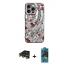 MARSİLYAN™- iPhone 14 Pro Kılıf Nova Doku Prime - Siyah 18D Cam Ekran Koruyucu + Raze Metal Kamera Lens - GD