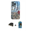 MARSİLYAN™- iPhone 14 Pro Kılıf Nova Doku Prime - Siyah 18D Cam Ekran Koruyucu + Raze Metal Kamera Lens - GD