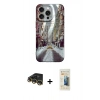 MARSİLYAN™- iPhone 14 Pro Kılıf Nova Doku Prime - Siyah 6D Mat Seramik Hayalet Nano Ekran Koruyucu + Gold Raze Metal Kamera Lens
