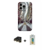 MARSİLYAN™- iPhone 14 Pro Kılıf Nova Doku Prime - Siyah Polymer Nano Ekran Koruyucu + Raze Metal Kamera Lens - GD