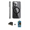 MARSİLYAN™- iPhone 14 Pro Kılıf Nova Doku - Siyah 18D Cam Ekran Koruyucu + Raze Metal Kamera Lens - GD