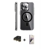 MARSİLYAN™- iPhone 14 Pro Kılıf Nova Doku - Siyah Bilvis 3D Mat Cam Ekran Koruyucu + Raze Metal Kamera Lens - GD