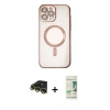 MARSİLYAN™- iPhone 14 Pro Kılıf Nova Işık Özel Seri - Siyah 20D Premium Cam Ekran Koruyucu + Raze Metal Kamera Lens - GD