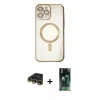 MARSİLYAN™- iPhone 14 Pro Kılıf Nova Işık Özel Seri - Siyah 360 Mat Full Body Arka Koruyucu + Raze Metal Kamera Lens - GD