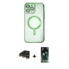 MARSİLYAN™- iPhone 14 Pro Kılıf Nova Işık Özel Seri - Siyah 360 Mat Full Body Arka Koruyucu + Raze Metal Kamera Lens - GD