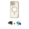 MARSİLYAN™- iPhone 14 Pro Kılıf Nova Işık Özel Seri - Siyah 3D Antistatik Cam Ekran Koruyucu + Raze Metal Kamera Lens - GD