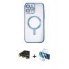 MARSİLYAN™- iPhone 14 Pro Kılıf Nova Işık Özel Seri - Siyah 3D Antistatik Cam Ekran Koruyucu + Raze Metal Kamera Lens - GD