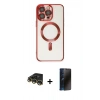 MARSİLYAN™- iPhone 14 Pro Kılıf Nova Işık Özel Seri - Siyah 3D Antistatik Hayalet Cam Ekran Koruyucu + Raze Metal Kamera Lens - GD